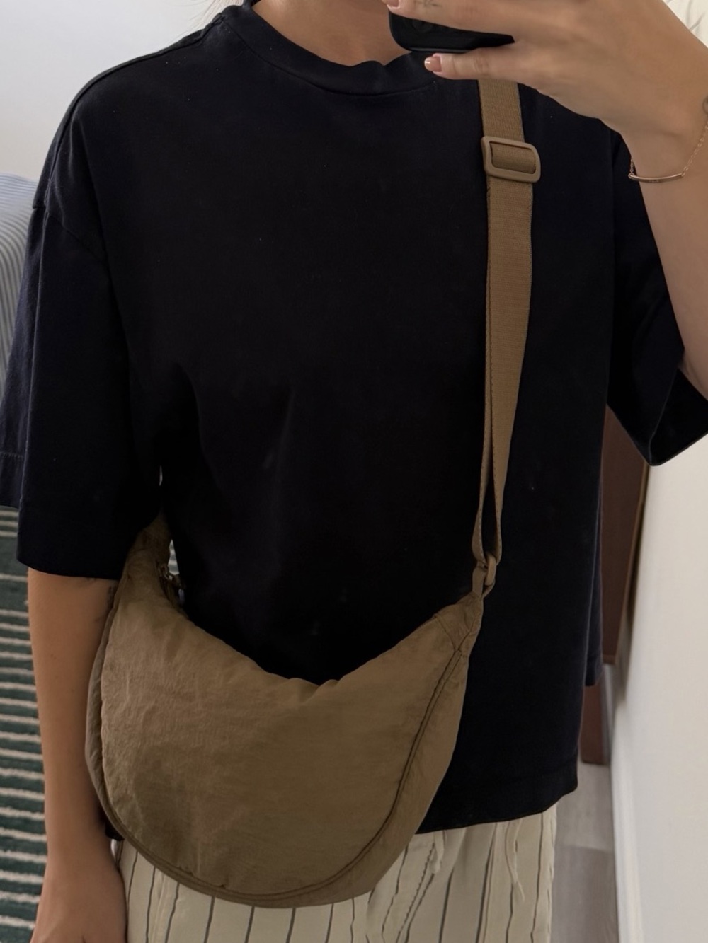 Uniqlo Nylon Crescent Bag Brown Crossbody Bag